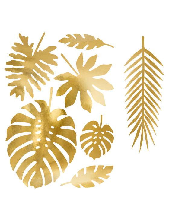 21 Feuilles tropicales en papier dorées