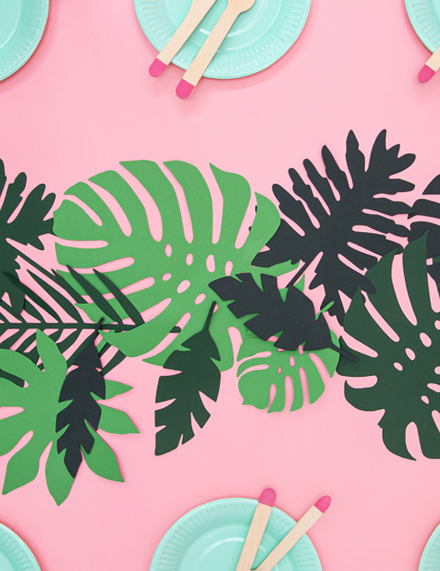 21 feuilles tropicales en papier Hawaï 40 cm décoratives en carton