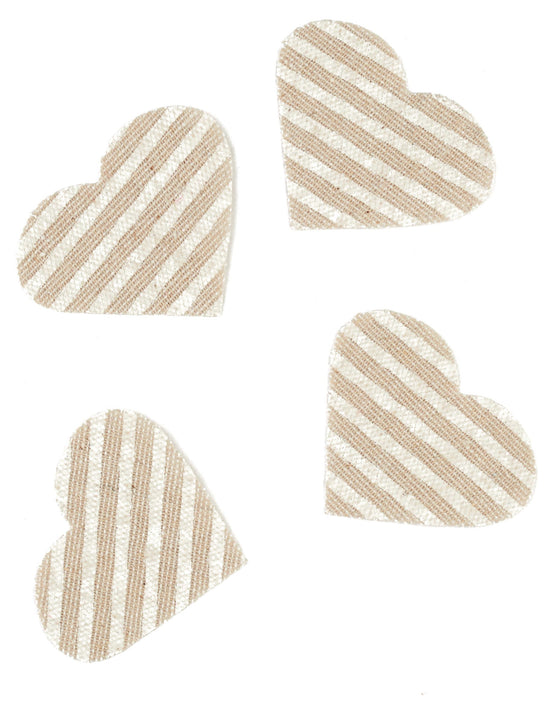 24 confettis c?ur en lin rayé 5,5 x 4 cm pour mariage