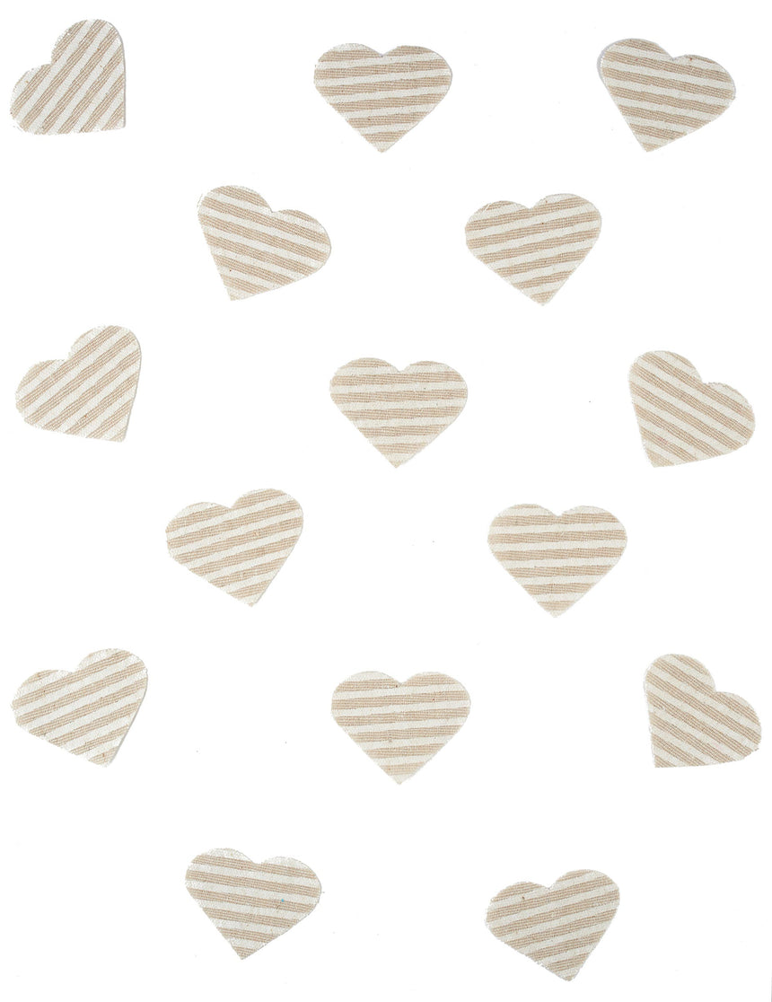 24 confettis c?ur en lin rayé 5,5 x 4 cm pour mariage