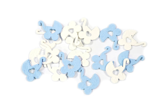 24 confettis de table landau bébé bleu et blanc 10 g pour baptême