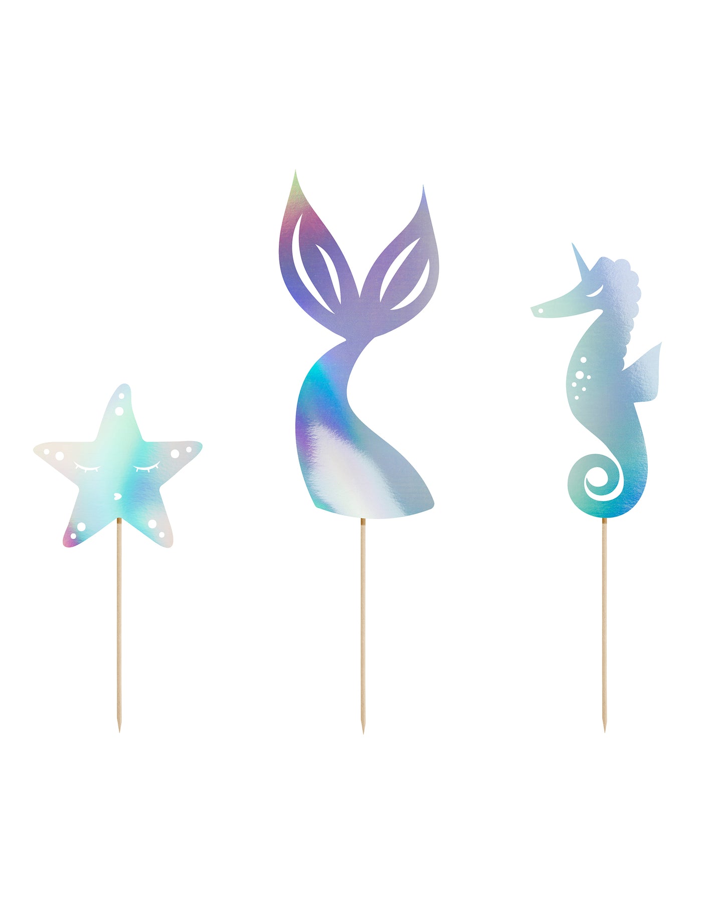 3 Cake topper sirène holographique 24,5 cm