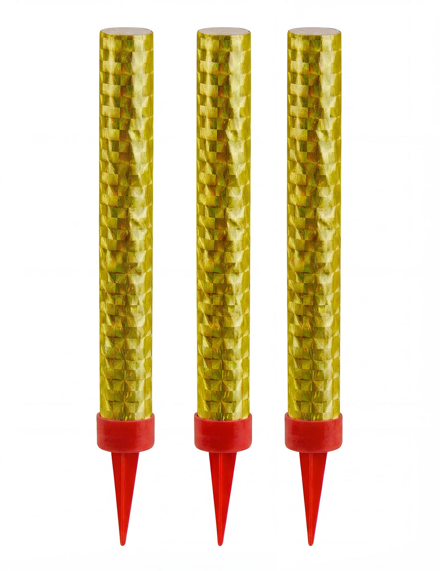 3 Fontaines lumineuses dorées 9,5 cm