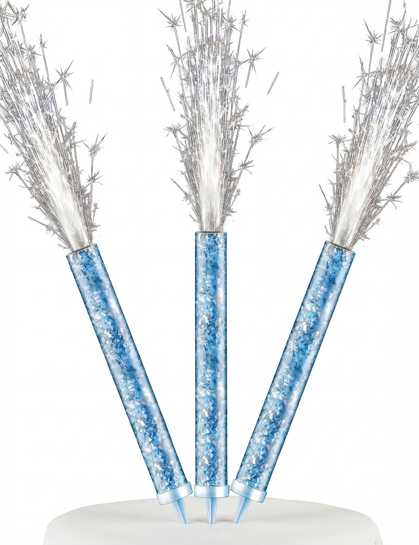 3 Fontaines lumineuses argentées 12 cm