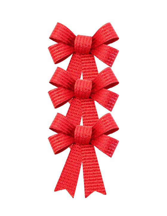 3 N?uds rouges brillants 10 x 13 cm
