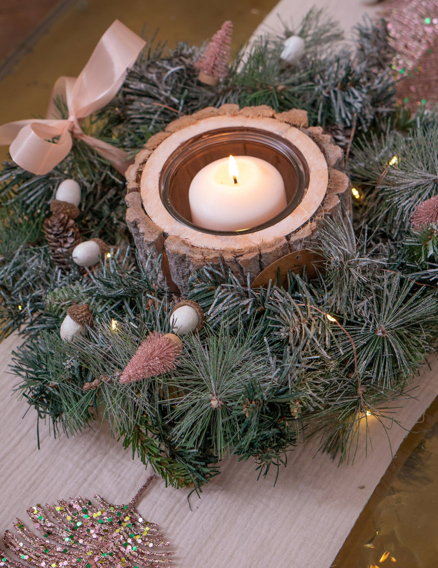 3 Petits sapins artificiels rose gold pailletés 5,5 x 2,5 cm