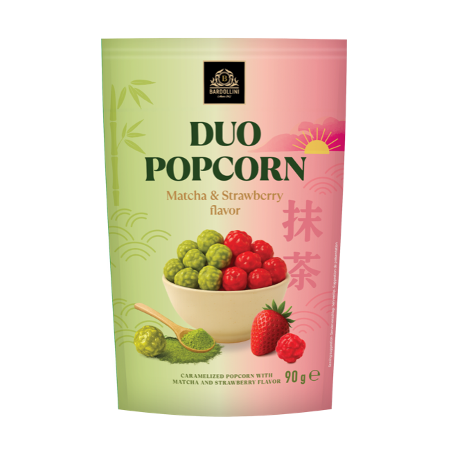 Bardollini Duo Popcorn Matcha & Strawberry flavor