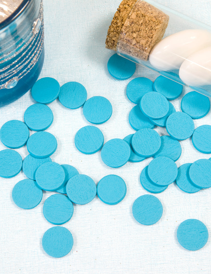 36 confettis de table ronds turquoise 1,2 cm métallisés 10g