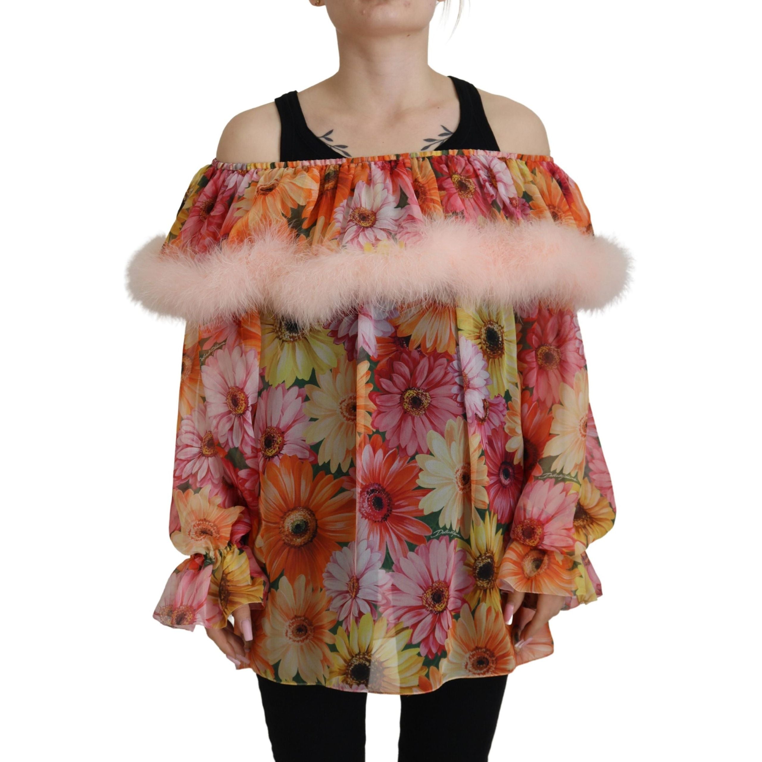 Blouse Fourrure Florale Multicolore Dolce & Gabbana | Nimestore