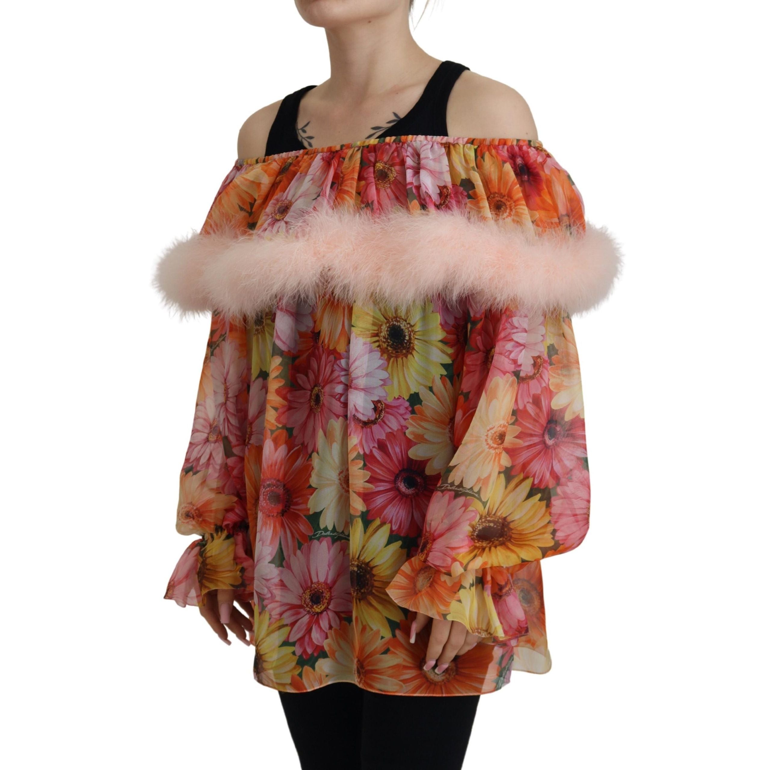 Blouse Fourrure Florale Multicolore Dolce & Gabbana | Nimestore