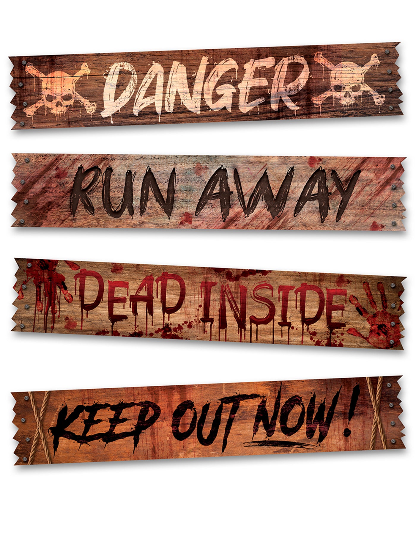 4 Bannières zone zombie 70 x 13 cm
