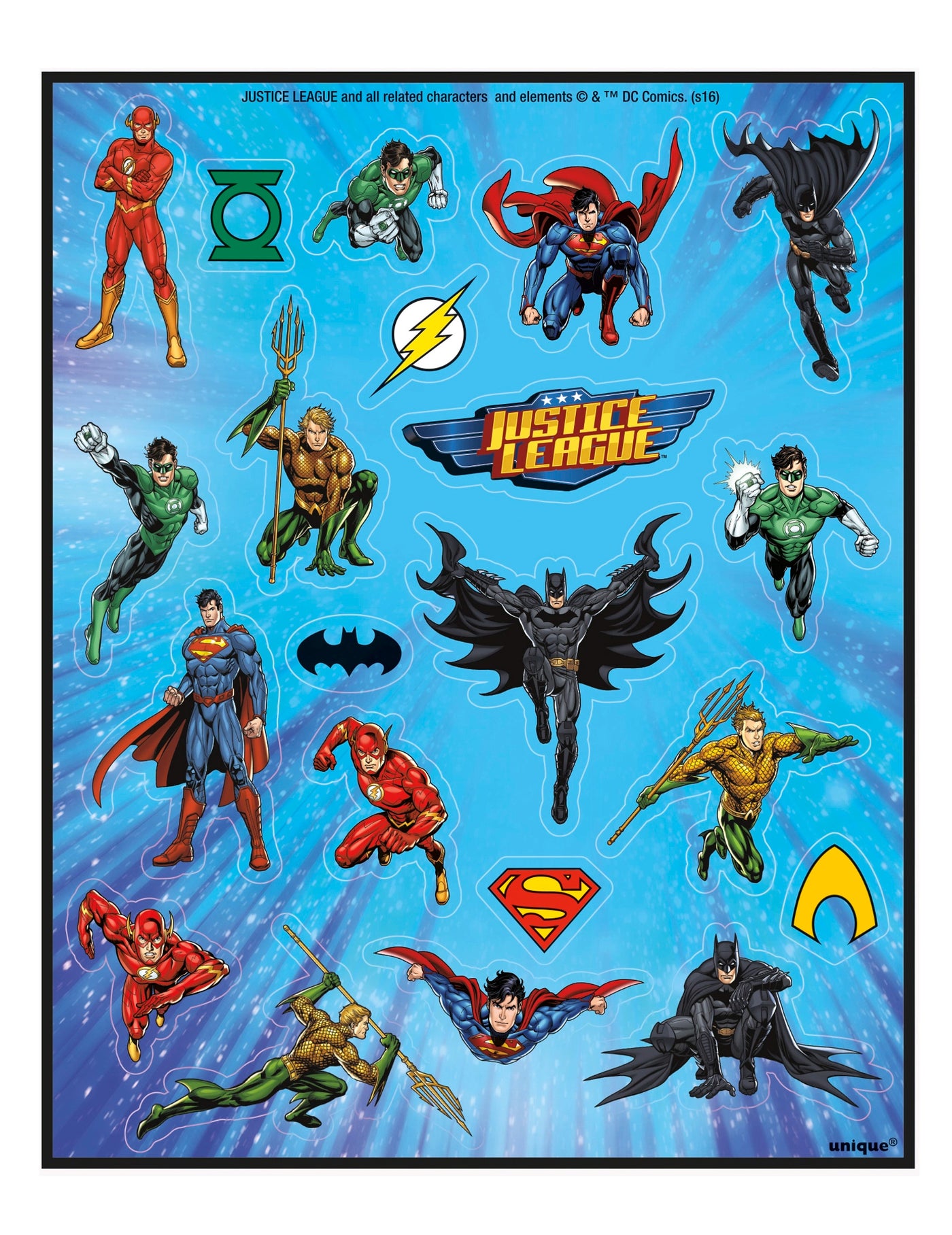 4 Feuilles de stickers Justice League