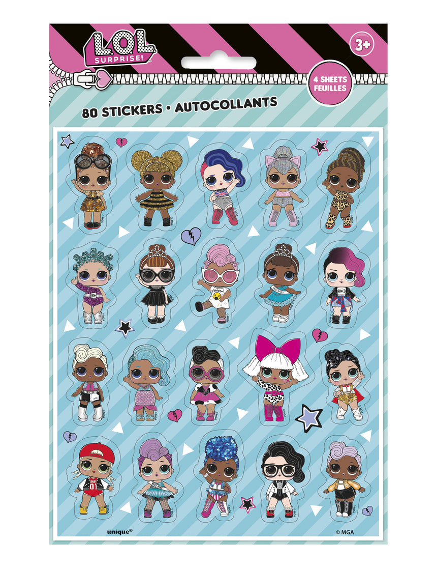 4 Feuilles de stickers LOL Surprise