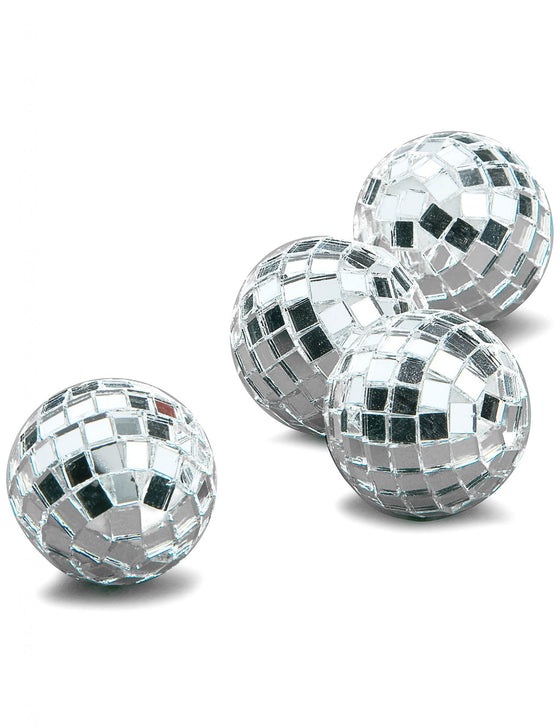 4 Mini boules à facettes argentées 3,5 cm
