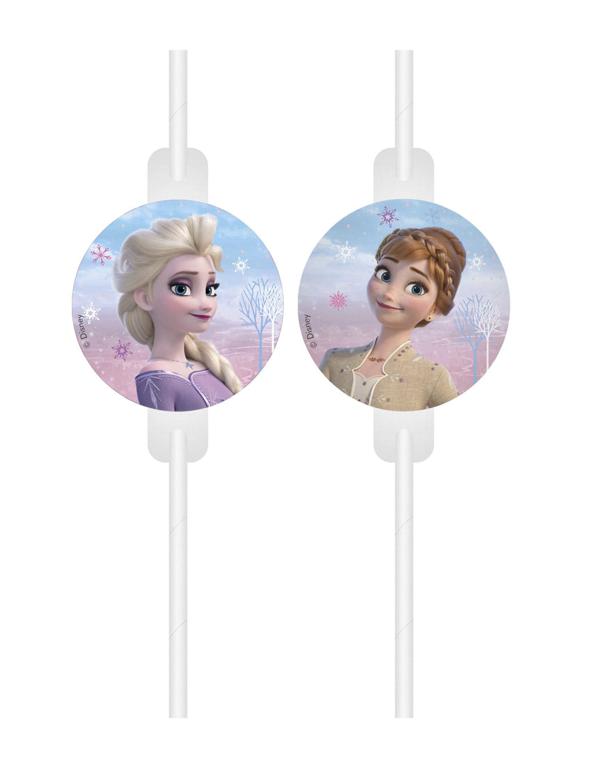 4 Pailles médaillon La Reine des Neiges
