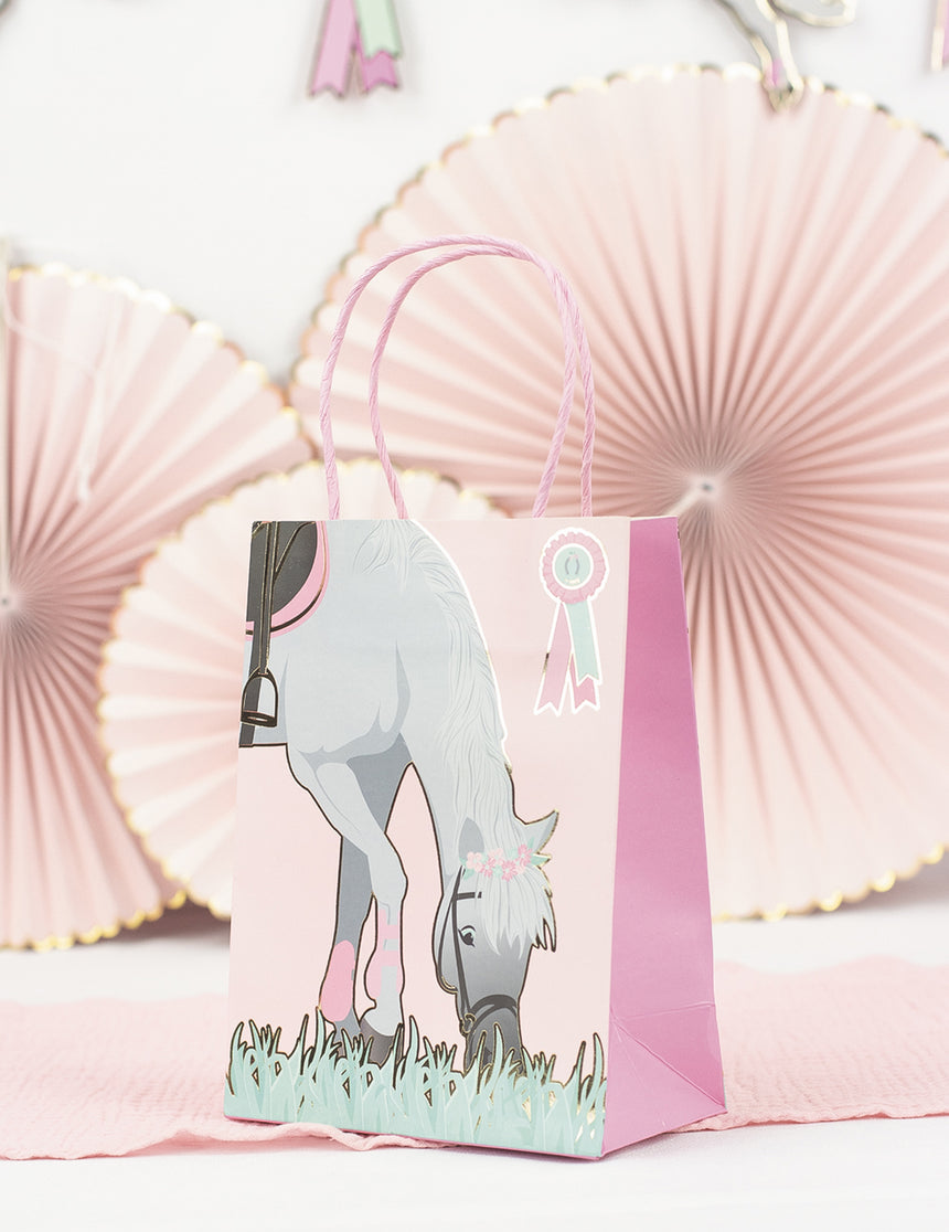 4 sacs cadeaux en papier cheval 20 cm avec anses