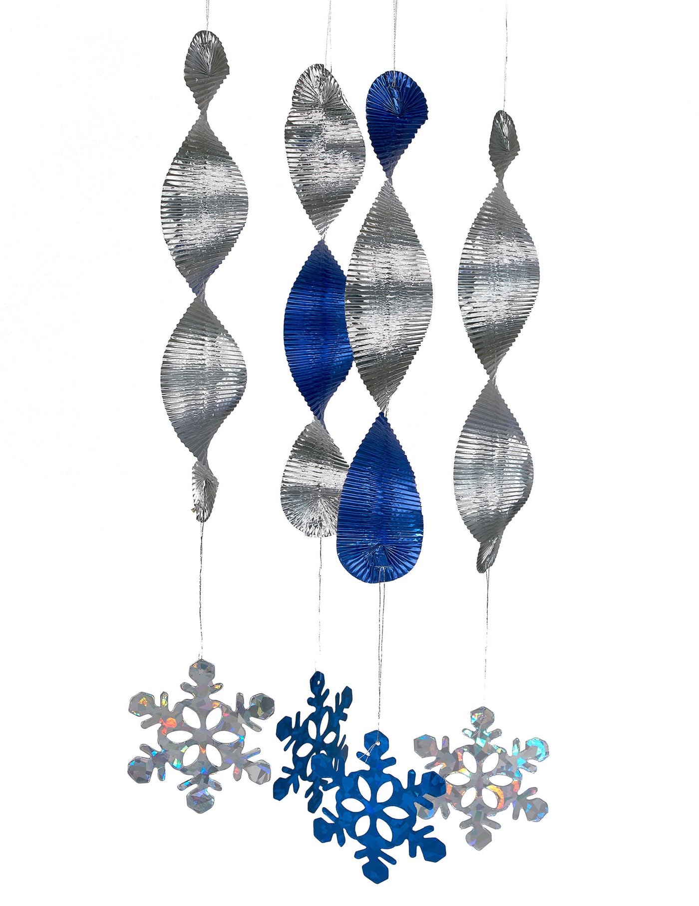 4 Suspensions spirales flocons de neige 46 cm