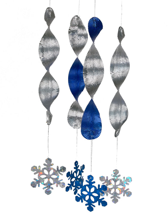 4 Suspensions spirales flocons de neige 46 cm