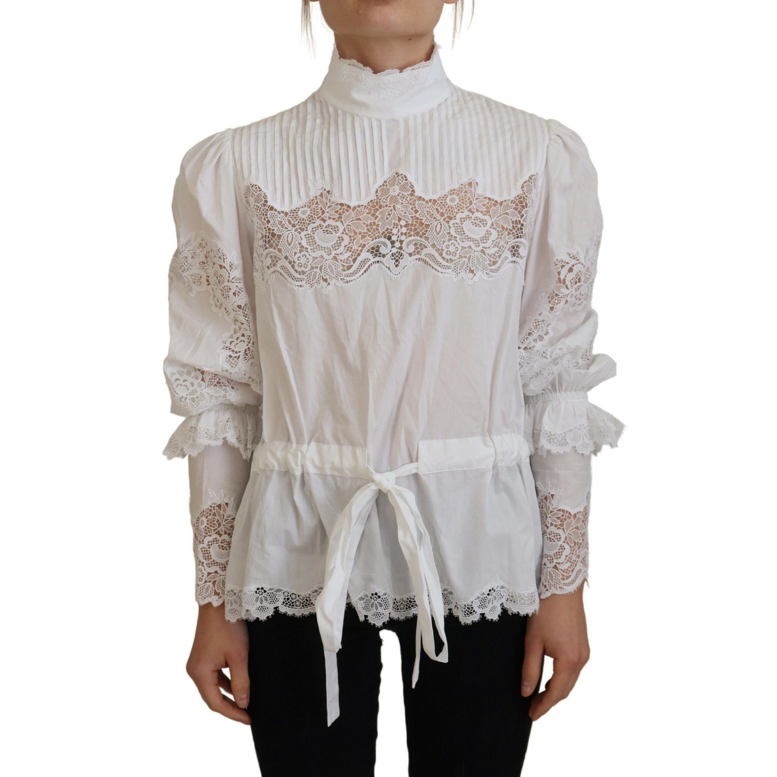Dolce & Gabbana Blouse Femme Col Montant Dentelle Coton | Nimestore