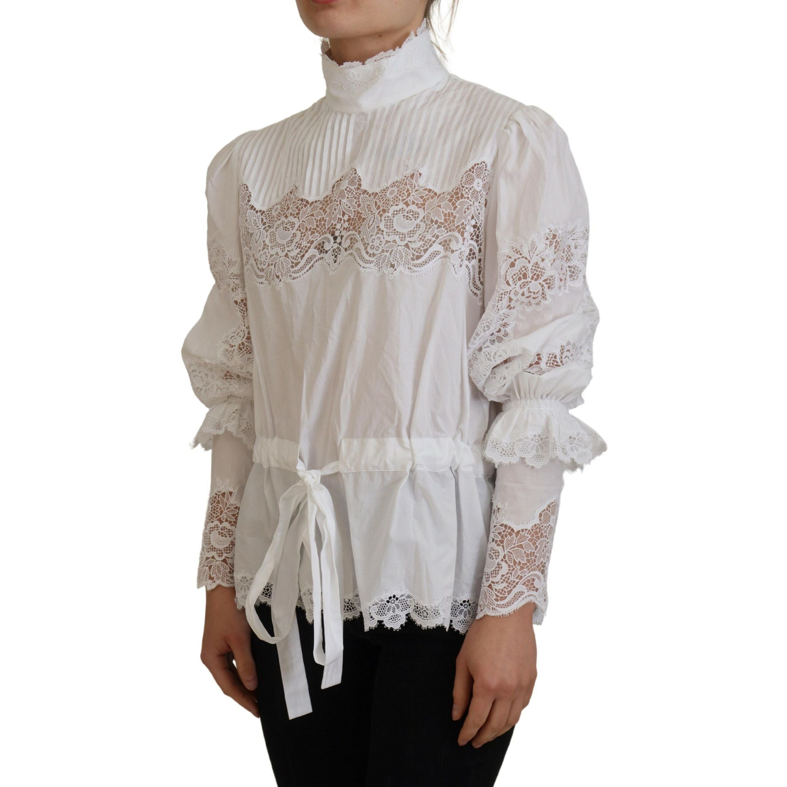 Dolce & Gabbana Blouse Femme Col Montant Dentelle Coton | Nimestore