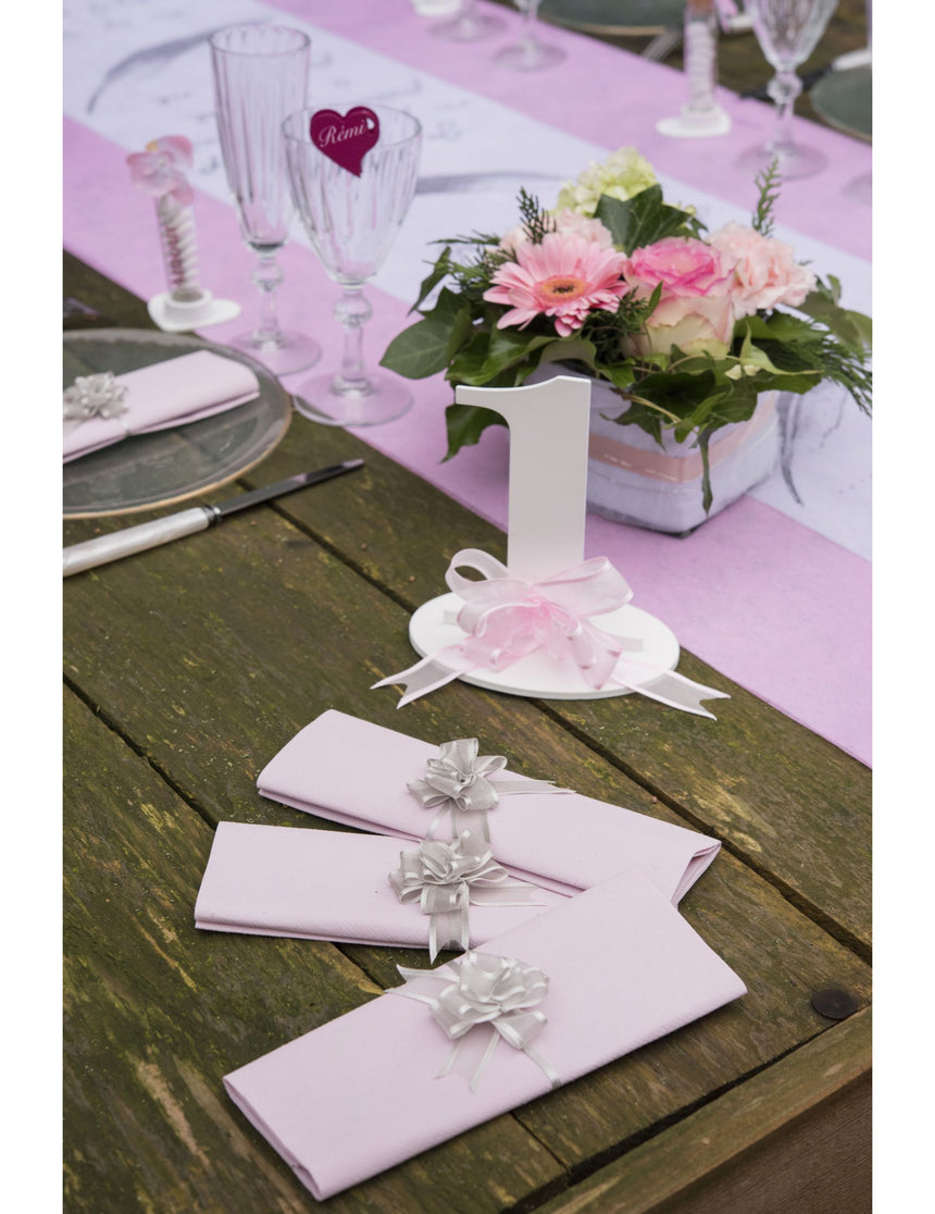 5 minis n?uds organdi roses 16 mm à tirer pour décoration