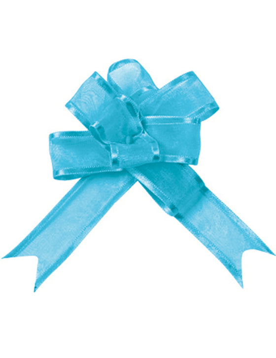 5 minis n?uds organdi turquoise 16 mm pour décoration