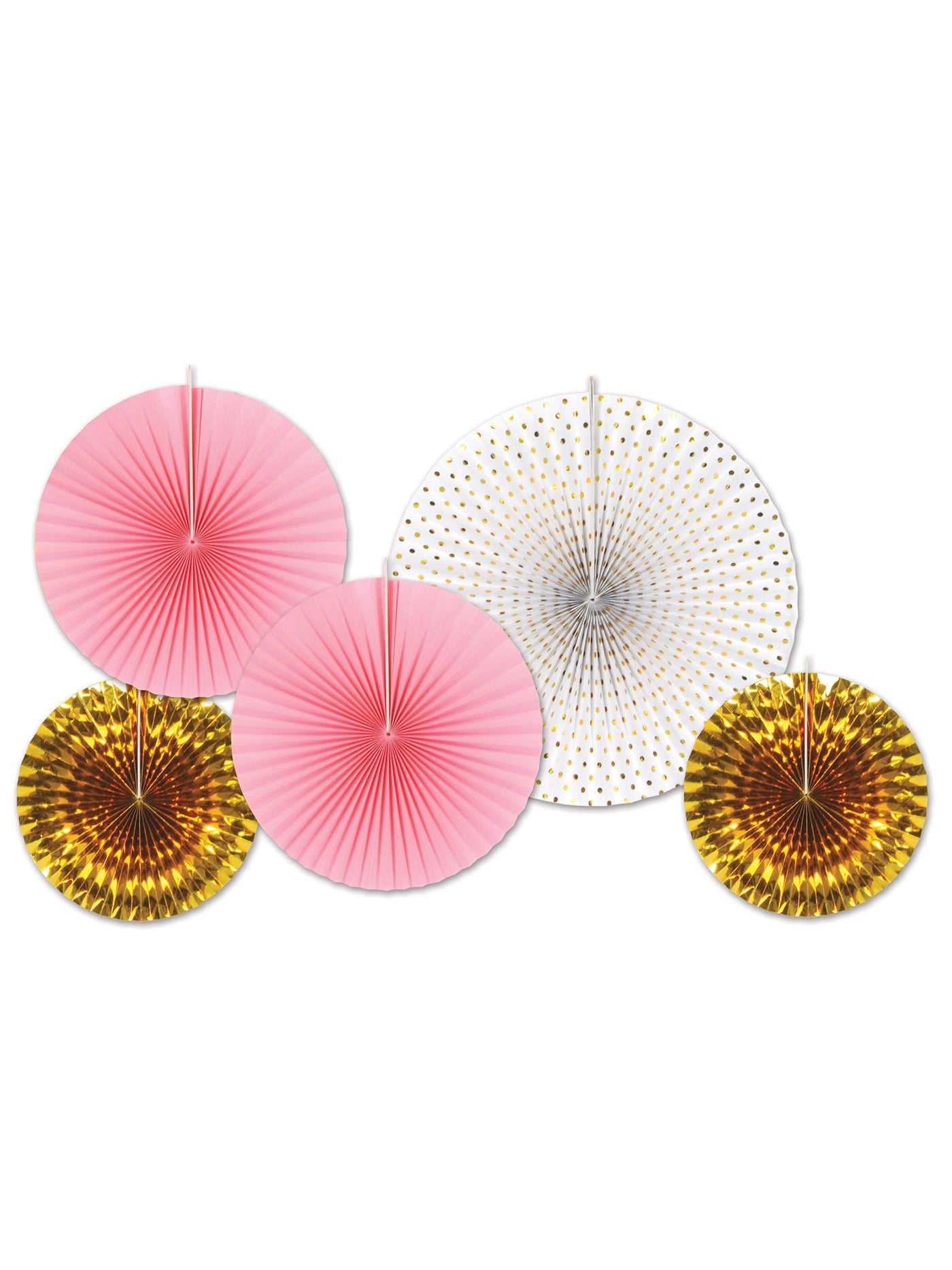 5 Rosaces en papier rose et or