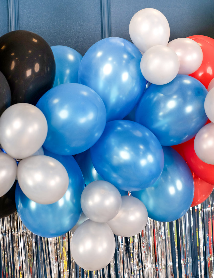 50 Ballons bleus métallisés 30 cm