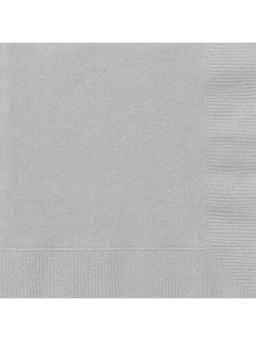 50 serviettes en papier grises 33 x 33 cm gris argenté