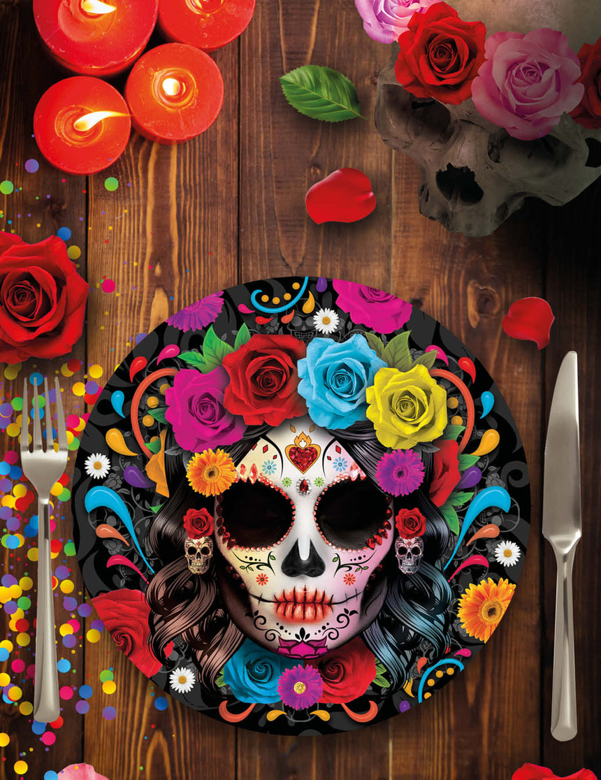 6 Assiettes Catrina Dia de los muertos 23 cm