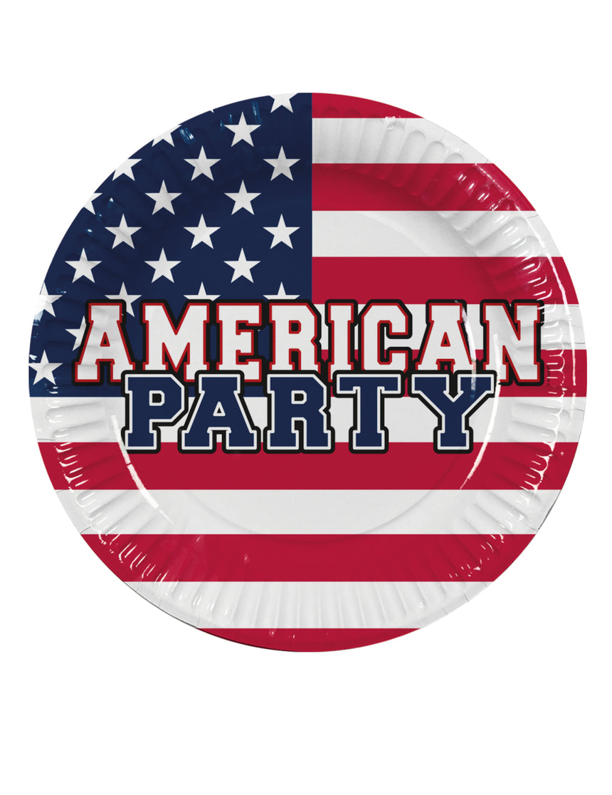 10 Assiettes en carton American party 23 cm