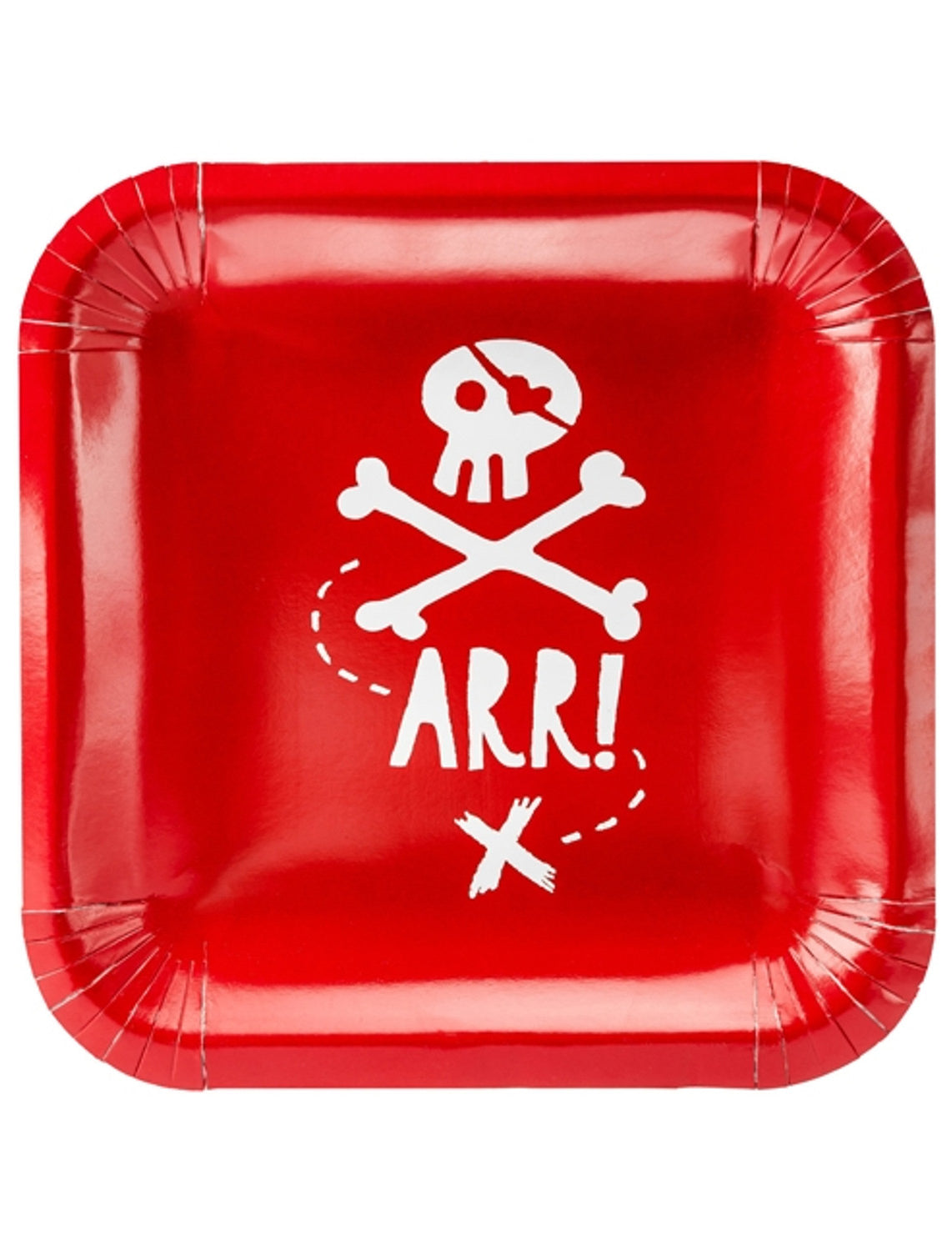 6 Assiettes en carton fête de pirate rouges 20 cm