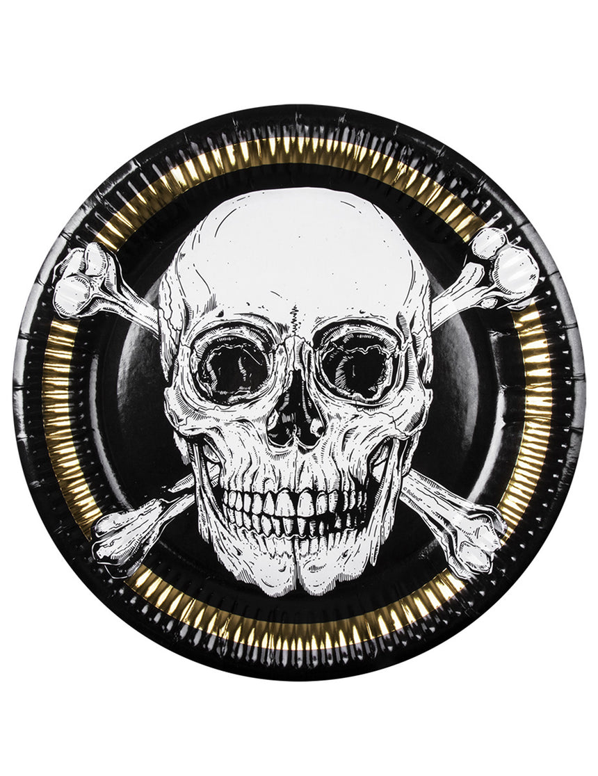 10 Assiettes en carton Pirate Jolly Roger 23 cm