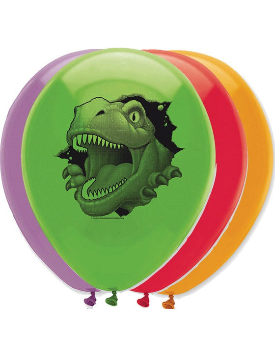 6 Ballons en latex anniversaire Dinosaures 30 cm