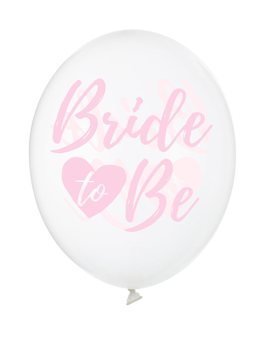 6 ballons transparents bride to be rose 30 cm décoration evjf