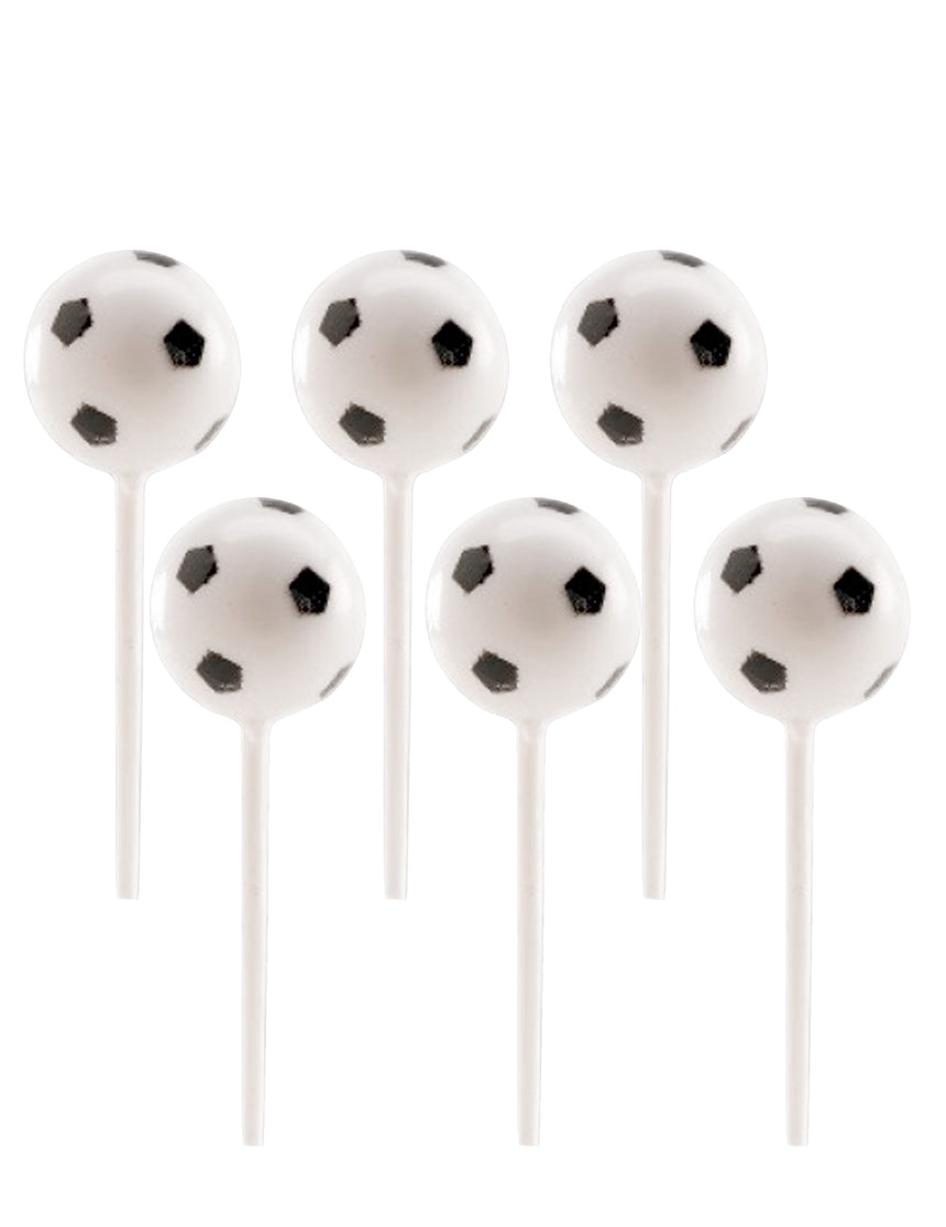6 Ballons de foot en plastique sur pic 2,3 cm