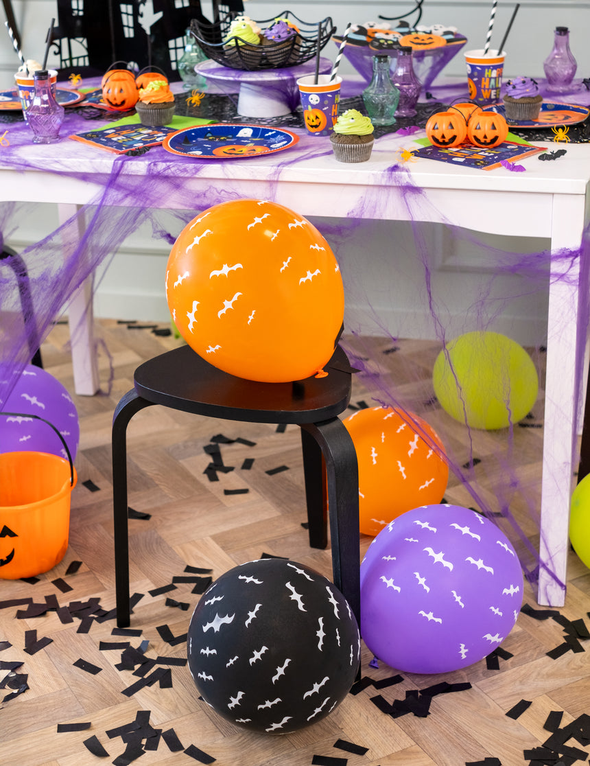 6 Ballons en latex chauve-souris phosphorescentes 27,5 cm