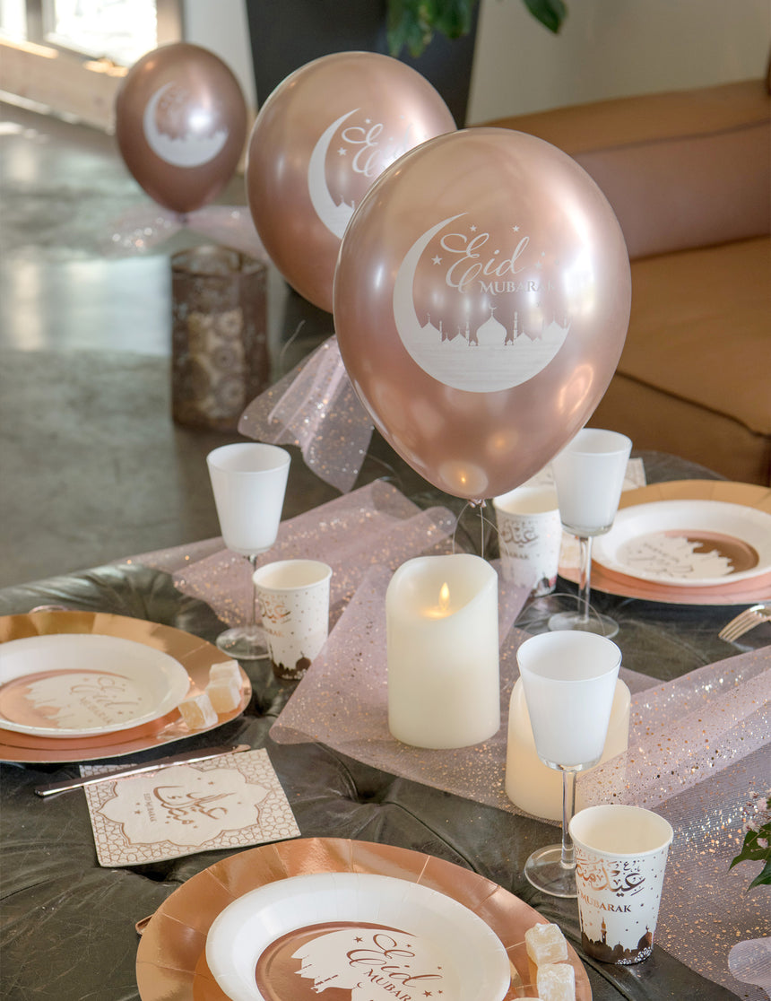 6 ballons en latex eid mubarak rose gold 30 cm déco fête