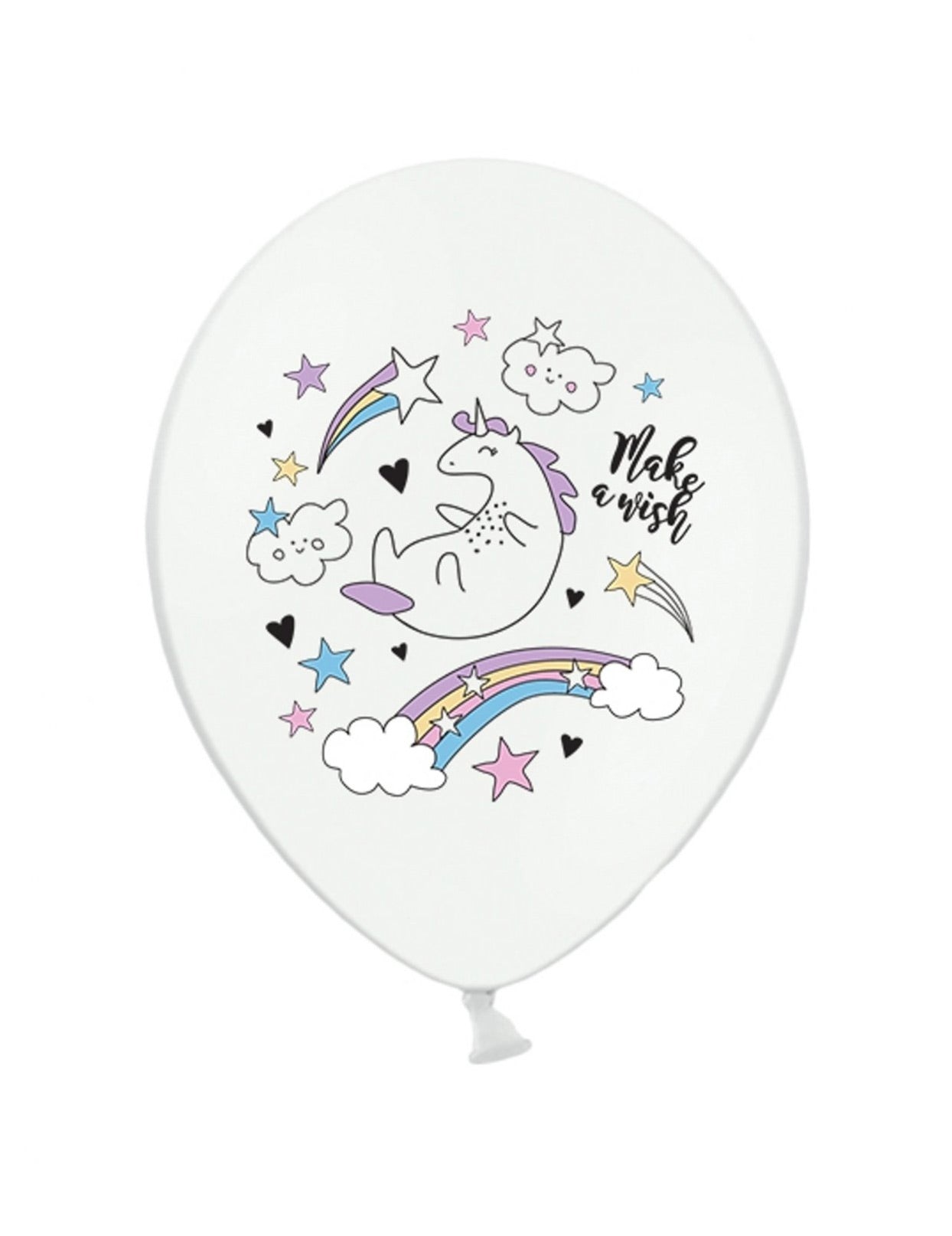 6 Ballons en latex licorne blanche 30 cm