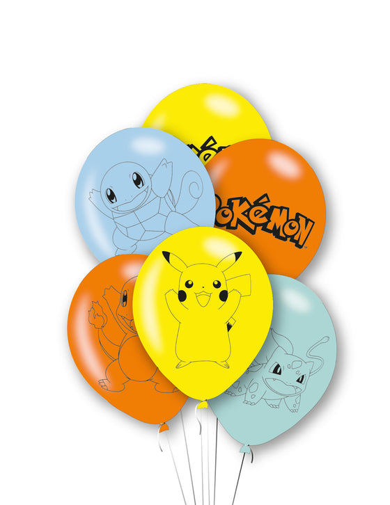 6 Ballons en latex Pokémon Pikachu