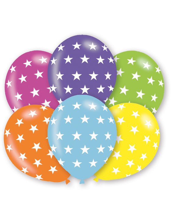 6 Ballons étoiles multicolores