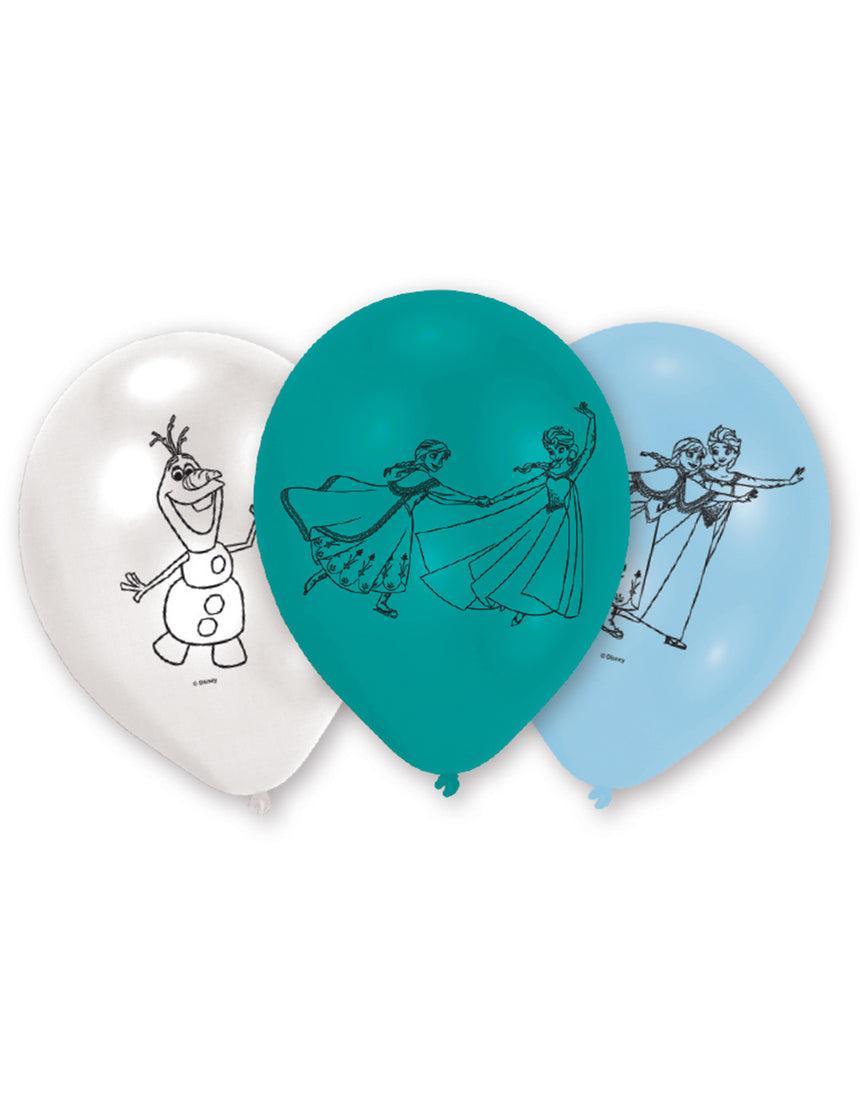6 Ballons latex bleu La Reine des Neiges