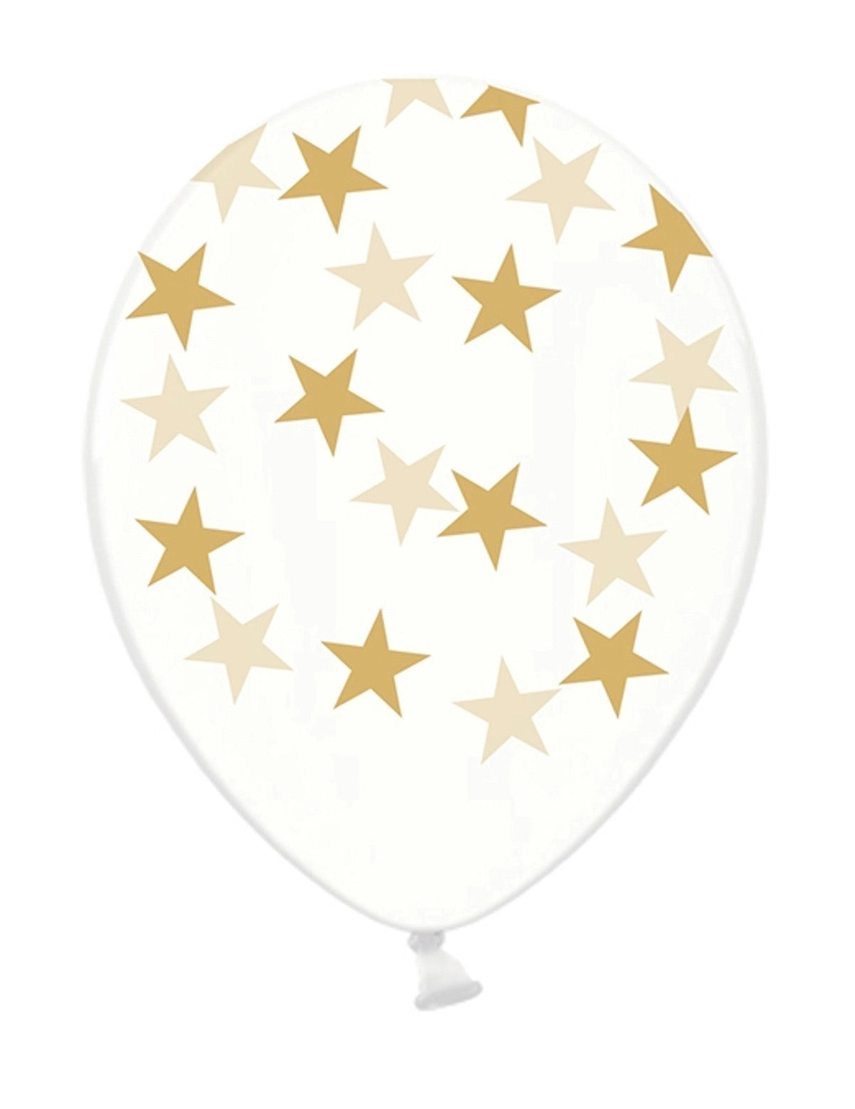 6 Ballons en latex transparents étoiles dorées 30 cm