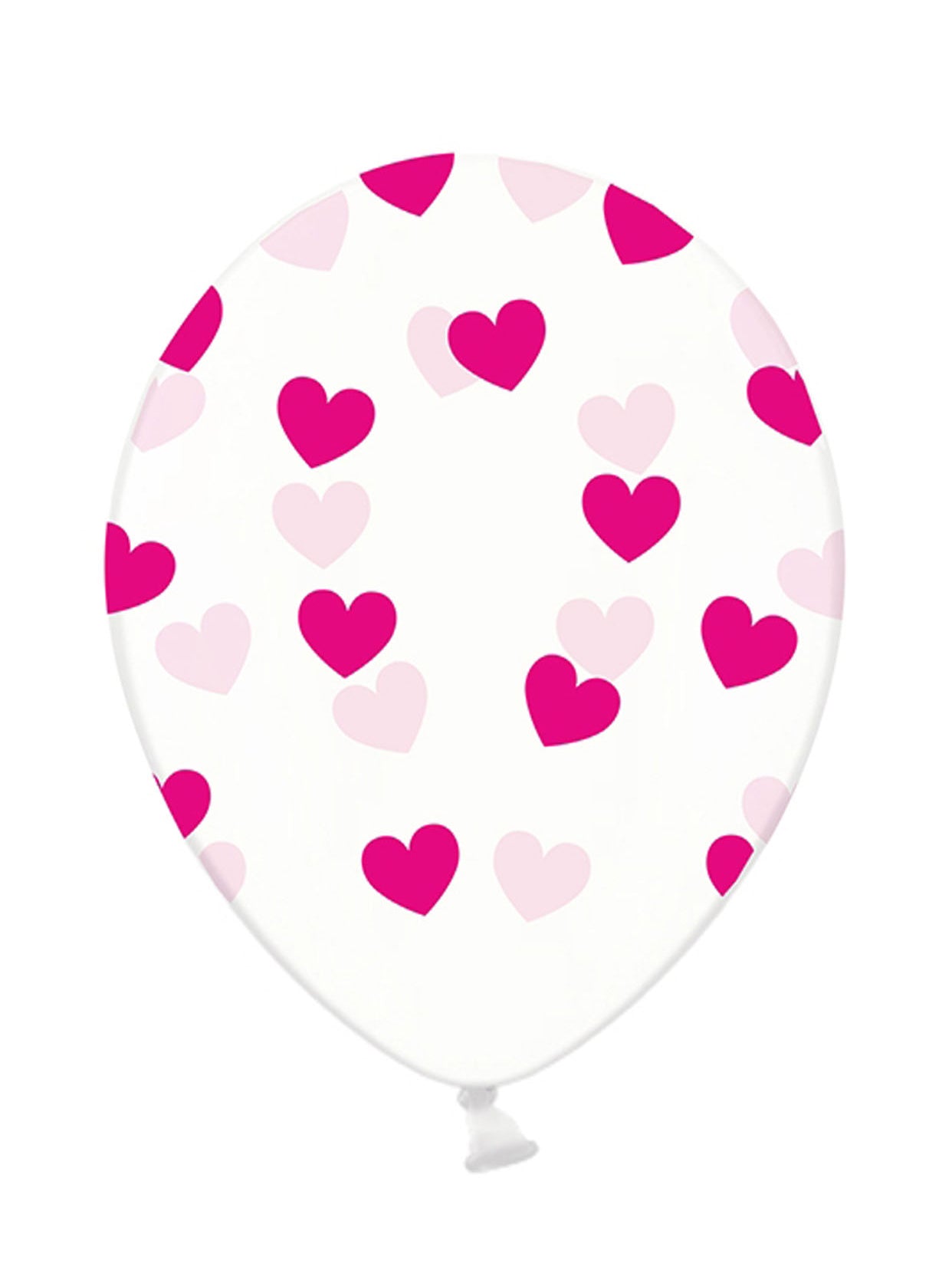 6 ballons en latex transparents coeurs roses 30 cm biodégradables