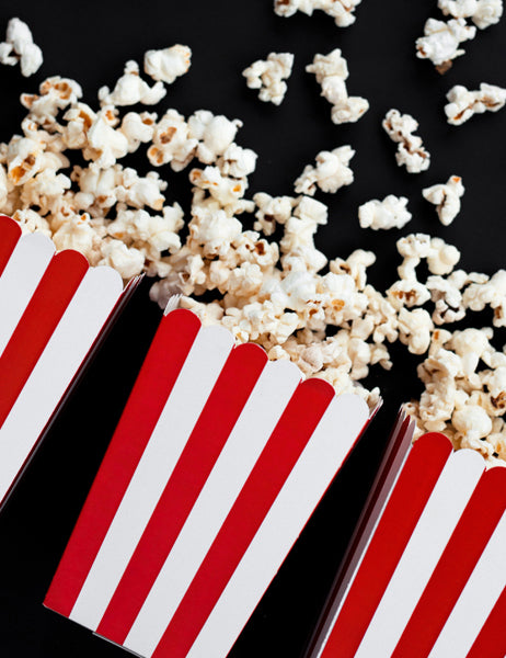 6 Boîtes à popcorn en carton rouges et blanches 7 x 12,5 cm
