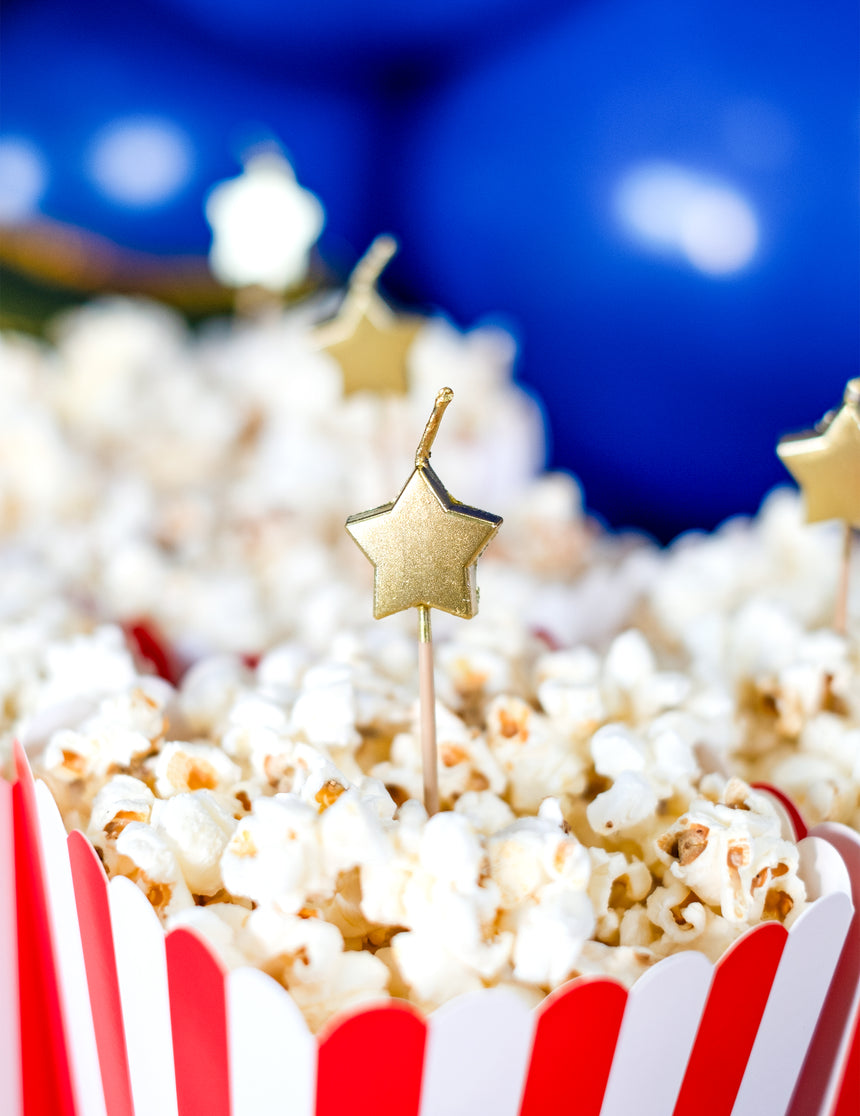 6 bougies sur pique étoiles dorées pour gâteau