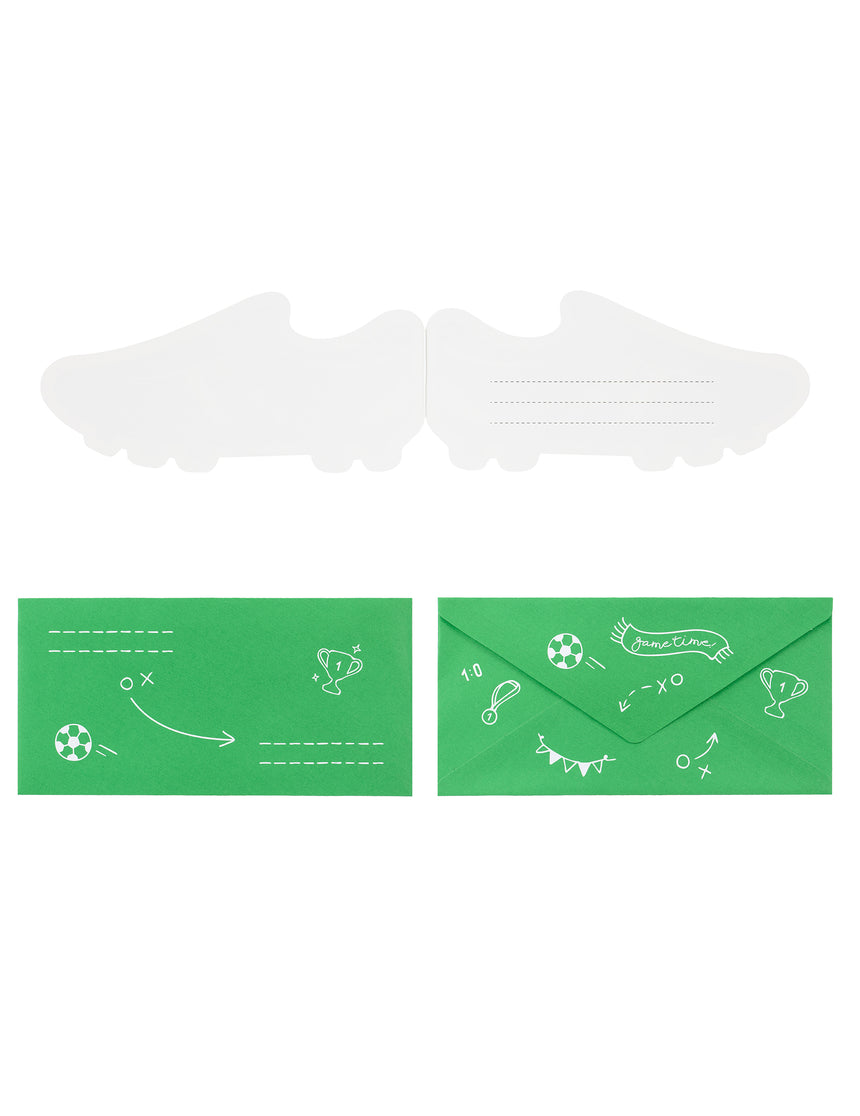 6 Cartes d'invitation chaussures de foot 19,5 x 9 cm