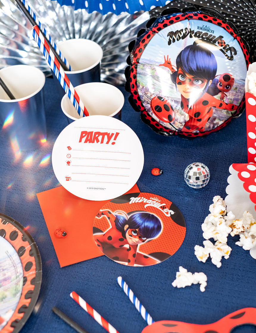 6 Cartons d'invitation avec enveloppes Miraculous Ladybug