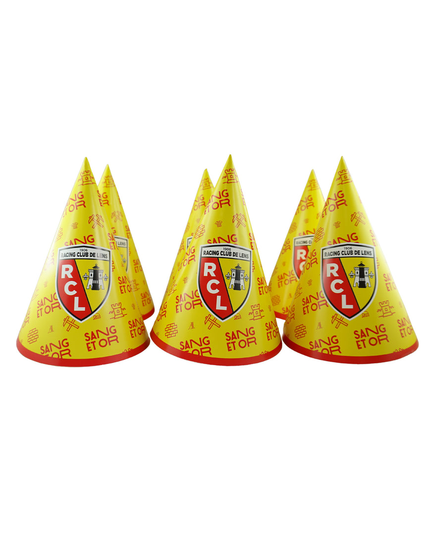 6 Chapeaux de fête en carton RC Lens 16 cm