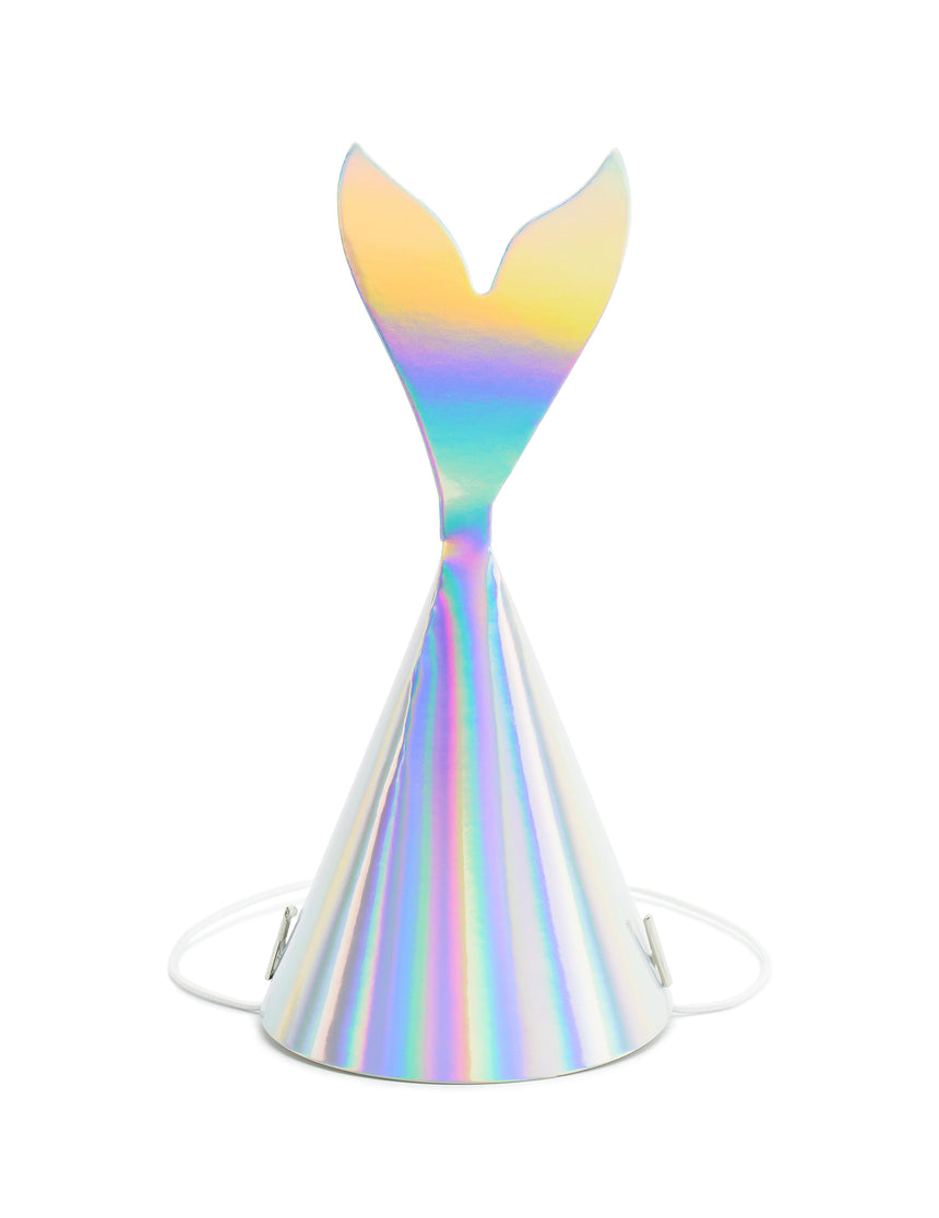 6 Chapeaux de fête queue de sirène holographique 8 x 18 cm